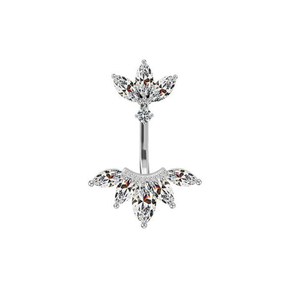 Wholesale Titanium Alloy Heartshaped Zircon Navel Ring For Unisex