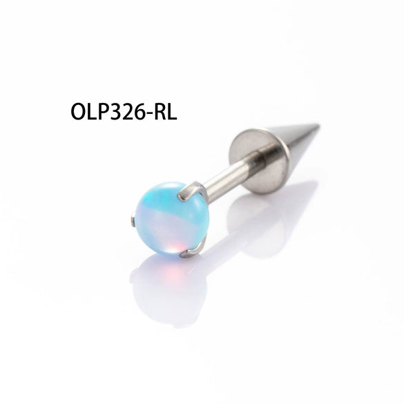 Wholesale Titanium Alloy Inlaid Gem Geometric Style Pointed Cone Ear Nail For Unisex