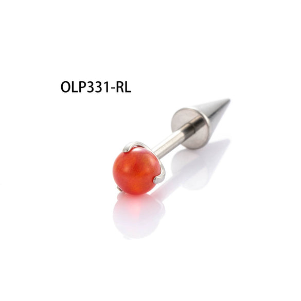 Wholesale Titanium Alloy Inlaid Gem Geometric Style Pointed Cone Ear Nail For Unisex