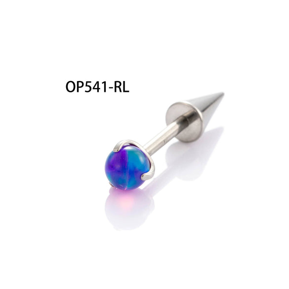Wholesale Titanium Alloy Inlaid Gem Geometric Style Pointed Cone Ear Nail For Unisex