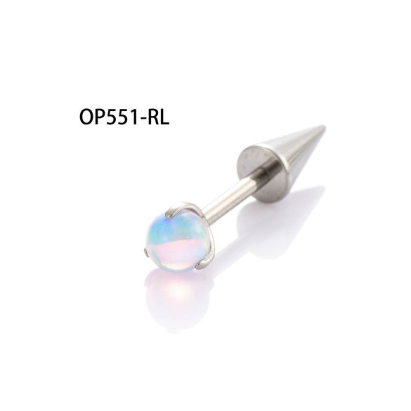 Wholesale Titanium Alloy Inlaid Gem Geometric Style Pointed Cone Ear Nail For Unisex