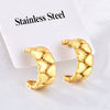 Wholesale Titanium Steel Allmatch Love Stitching Cshaped Earrings With Cartoon Characters Geometric Animal Zodiac Patterns And Electroplating