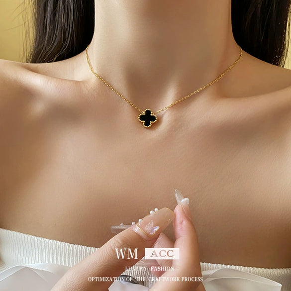 Wholesale Titanium Steel Alloy Colorful Acrylic Flower Geometric Clavicle Chain Necklace With Electroplating Highend Style For Women