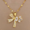 Wholesale Titanium Steel And Brass Women's Cartoon Geometric Diamond Inlaid Butterfly Water Drop Necklace Accessories
