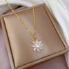 Wholesale Titanium Steel And Copper Diamondencrusted Geometric Fourleaf Flower Women's Necklace