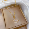Wholesale Titanium Steel And Copper Diamondencrusted Geometric Fourleaf Flower Women's Necklace