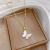 Wholesale Titanium Steel And Copper Diamondencrusted Geometric Fourleaf Flower Women's Necklace