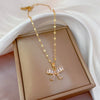 Wholesale Titanium Steel And Copper Diamondencrusted Geometric Fourleaf Flower Women's Necklace