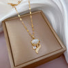 Wholesale Titanium Steel And Copper Diamondencrusted Geometric Fourleaf Flower Women's Necklace