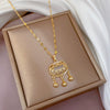 Wholesale Titanium Steel And Copper Diamondencrusted Geometric Fourleaf Flower Women's Necklace