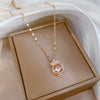 Wholesale Titanium Steel And Copper Diamondencrusted Geometric Fourleaf Flower Women's Necklace