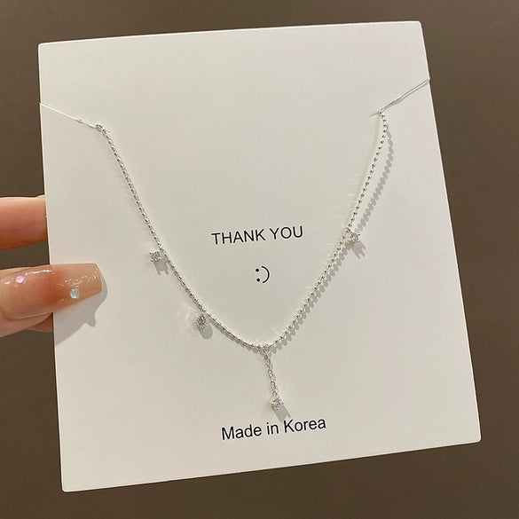 Wholesale Titanium Steel And Copper Dropshaped Electroplated Women's Light Luxury Niche Design Clavicle Necklace