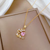 Wholesale Titanium Steel And Copper Geometric Love Leaf Zircon Diamond Necklace For Women