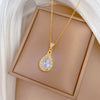 Wholesale Titanium Steel And Copper Geometric Style Full Diamond Women's Necklace