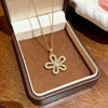 Wholesale Titanium Steel And Copper Inlaid With Zircon Flower Pendant Oshaped Chain Necklace For Women Light Luxury Style