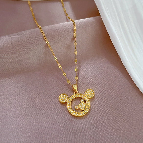 Wholesale Titanium Steel And Copper Light Luxury Geometric Mouse Pendant Necklace With Electroplating For Unisex