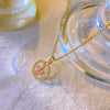 Wholesale Titanium Steel And Copper Necklace With Diamondencrusted Round Geometric Pendant For Women