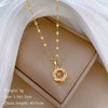Wholesale Titanium Steel And Copper Necklace With Geometric Pattern And Diamond Inlay And Real Gold Electroplated For Women