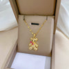 Wholesale Titanium Steel And Copper Necklace With Geometric Pattern And Diamond Inlay And Real Gold Electroplated For Women