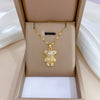Wholesale Titanium Steel And Copper Necklace With Geometric Pattern And Diamond Inlay And Real Gold Electroplated For Women