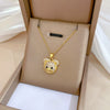 Wholesale Titanium Steel And Copper Necklace With Geometric Pattern And Diamond Inlay And Real Gold Electroplated For Women