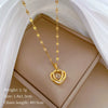 Wholesale Titanium Steel And Copper Necklace With Geometric Pattern And Diamond Inlay And Real Gold Electroplated For Women
