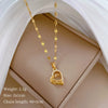 Wholesale Titanium Steel And Copper Necklace With Geometric Pattern And Diamond Inlay And Real Gold Electroplated For Women