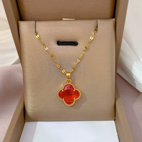 Wholesale Titanium Steel And Copper Necklace With Geometric Pattern And Diamond Microinlaid And Electroplating For Unisex