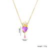 Wholesale Titanium Steel And Copper Ochain Clavicle Necklace With Mixed Gem Inlay Crown And Heart Pattern For Women Light Luxury Style Electroplating Process