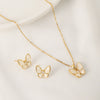 Wholesale Titanium Steel And Copper Ochain Necklace With Butterfly Shell Pendant For Women Fashion Simple Style Electroplated