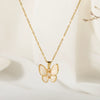 Wholesale Titanium Steel And Copper Ochain Necklace With Butterfly Shell Pendant For Women Fashion Simple Style Electroplated