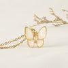 Wholesale Titanium Steel And Copper Ochain Necklace With Butterfly Shell Pendant For Women Fashion Simple Style Electroplated