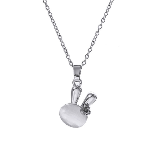 Wholesale Titanium Steel And Copper Opal Rabbit Pendant Women's Light Luxury Electroplated Cross Chain Necklace