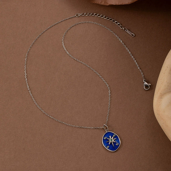 Wholesale Titanium Steel And Copper Star Pendant O Word Chain Necklace With Electroplating Fashion And Minimalist Style