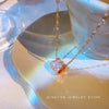 Wholesale Titanium Steel And Copper Women's Geometric Style Double Row Full Diamond Zircon Small Waist Pendant Water Wave Chain Necklace