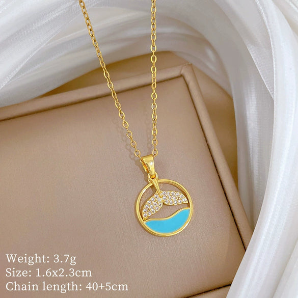Wholesale Titanium Steel And Copper Women's Necklace With Geometric Shapes And Micro Diamond Inlay In Light Luxury And Cartoon Style