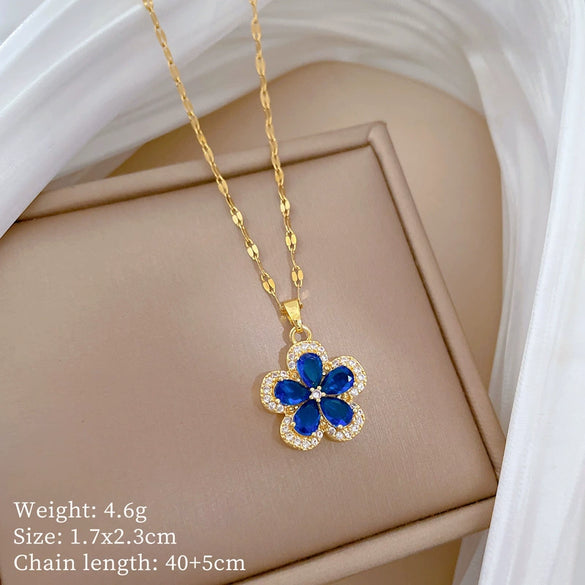 Wholesale Titanium Steel And Copper Women's Necklace With Geometric Shapes And Micro Diamond Inlay In Light Luxury And Cartoon Style
