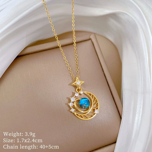 Wholesale Titanium Steel And Copper Women's Necklace With Geometric Shapes And Micro Diamond Inlay In Light Luxury And Cartoon Style
