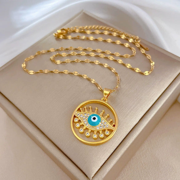 Wholesale Titanium Steel And Copper Women's Necklace With Geometric Shapes And Micro Diamond Inlay In Light Luxury And Cartoon Style