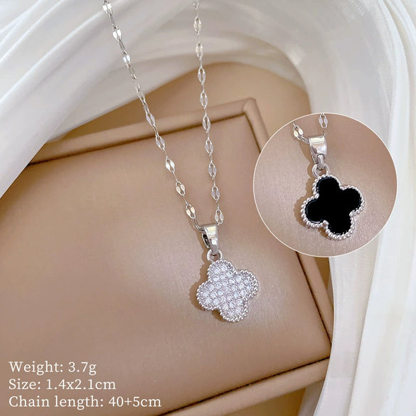 Wholesale Titanium Steel And Copper Women's Necklace With Geometric Shapes And Micro Diamond Inlay In Light Luxury And Cartoon Style