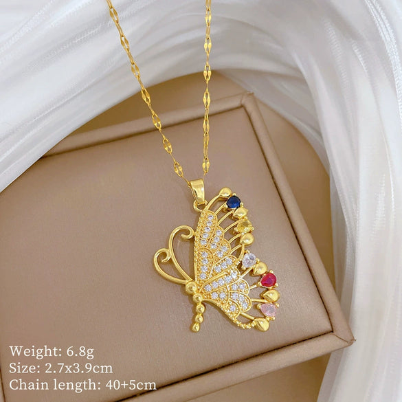 Wholesale Titanium Steel And Copper Women's Necklace With Geometric Shapes And Micro Diamond Inlay In Light Luxury And Cartoon Style