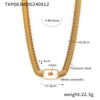 Wholesale 316L Stainless Steel And Glass Inlaid Geometric Square Necklace And Bracelet With Electroplating