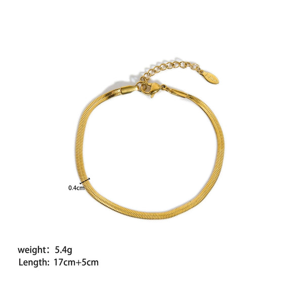 Wholesale Titanium Steel And Stainless Steel Bracelet With Geometric Style Cuban And Flat Snake Chain Women's Light Luxury High End Unisex Accessories