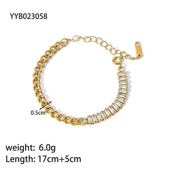 Wholesale Titanium Steel And Stainless Steel Bracelet With Geometric Style Cuban And Flat Snake Chain Women's Light Luxury High End Unisex Accessories