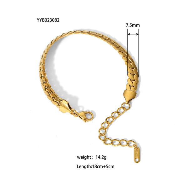 Wholesale Titanium Steel And Stainless Steel Bracelet With Geometric Style Cuban And Flat Snake Chain Women's Light Luxury High End Unisex Accessories