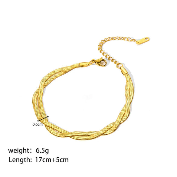 Wholesale Titanium Steel And Stainless Steel Bracelet With Geometric Style Cuban And Flat Snake Chain Women's Light Luxury High End Unisex Accessories