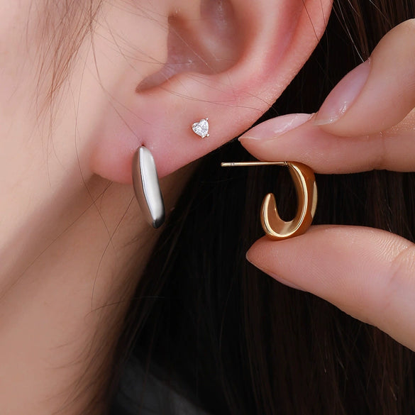 Wholesale Titanium Steel And Stainless Steel Earrings For Women Simple Style Electroplated