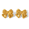 Wholesale Titanium Steel And Stainless Steel Earrings With Bow Design And Pvd Furnace Real Gold Electroplating For Women