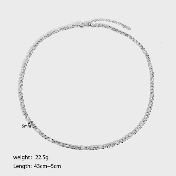 Wholesale Titanium Steel And Stainless Steel Figaro Chain Necklace For Women 18K Gold Plated With Geometric Design Hip Hop Style