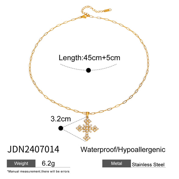 Wholesale Titanium Steel And Stainless Steel Geometric Cross Pendant Necklace For Women With Electroplating